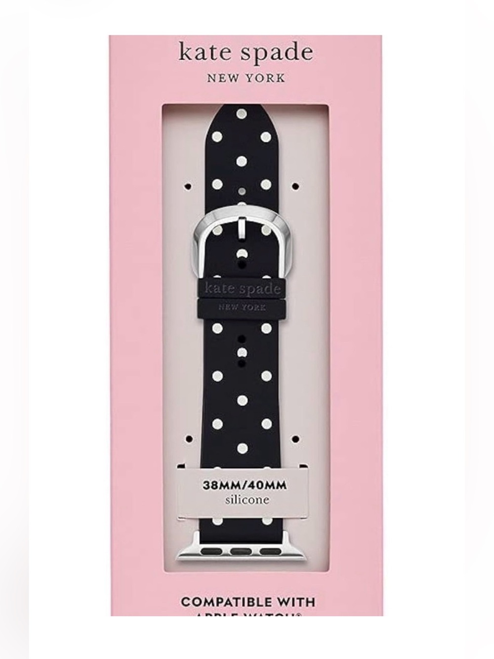 Kate Spade New York Black & White Polka Dot Silicone Watch Band NWT